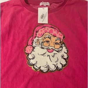 Xl Corded Hot Pink Santa Sweatshirt